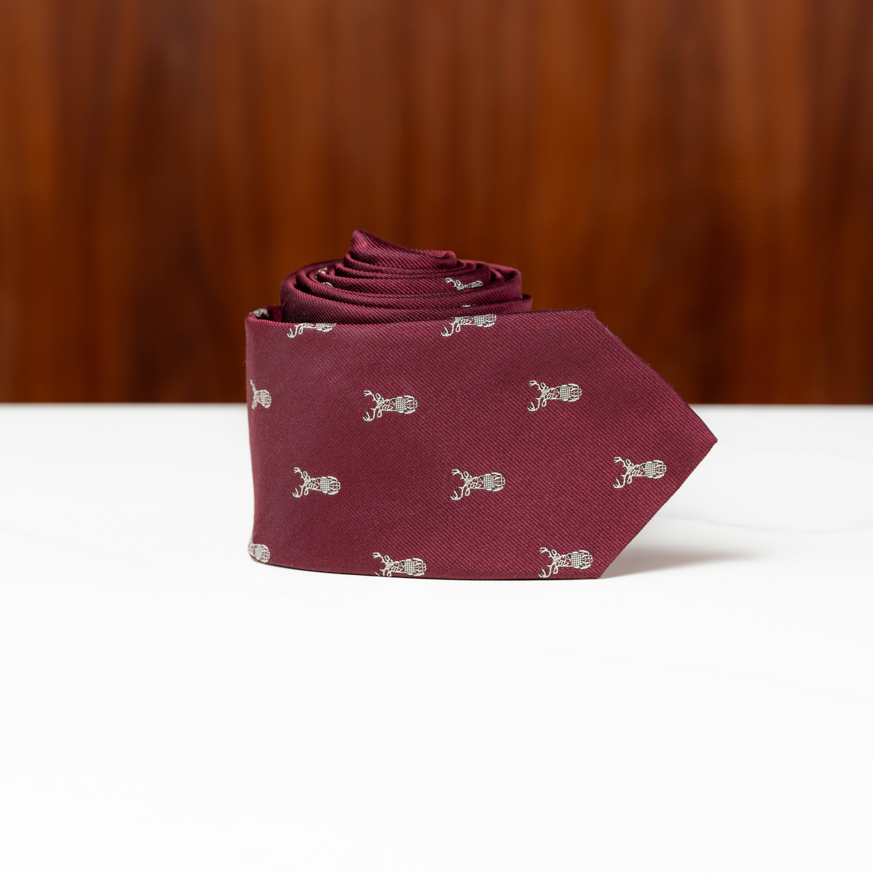 Burgundy with Wildwood Stag Silk Necktie
