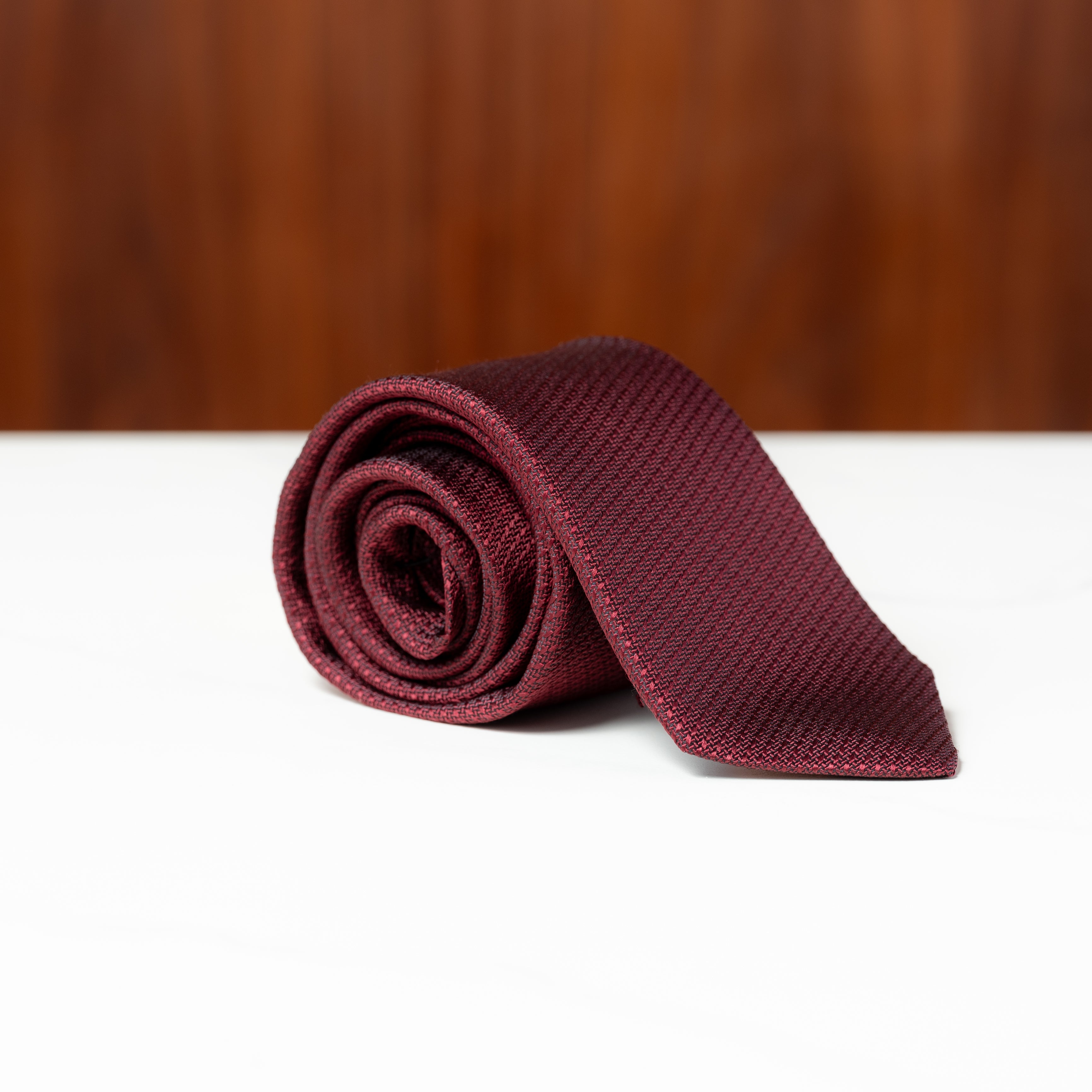 Burgundy Solid Textured Silk Necktie