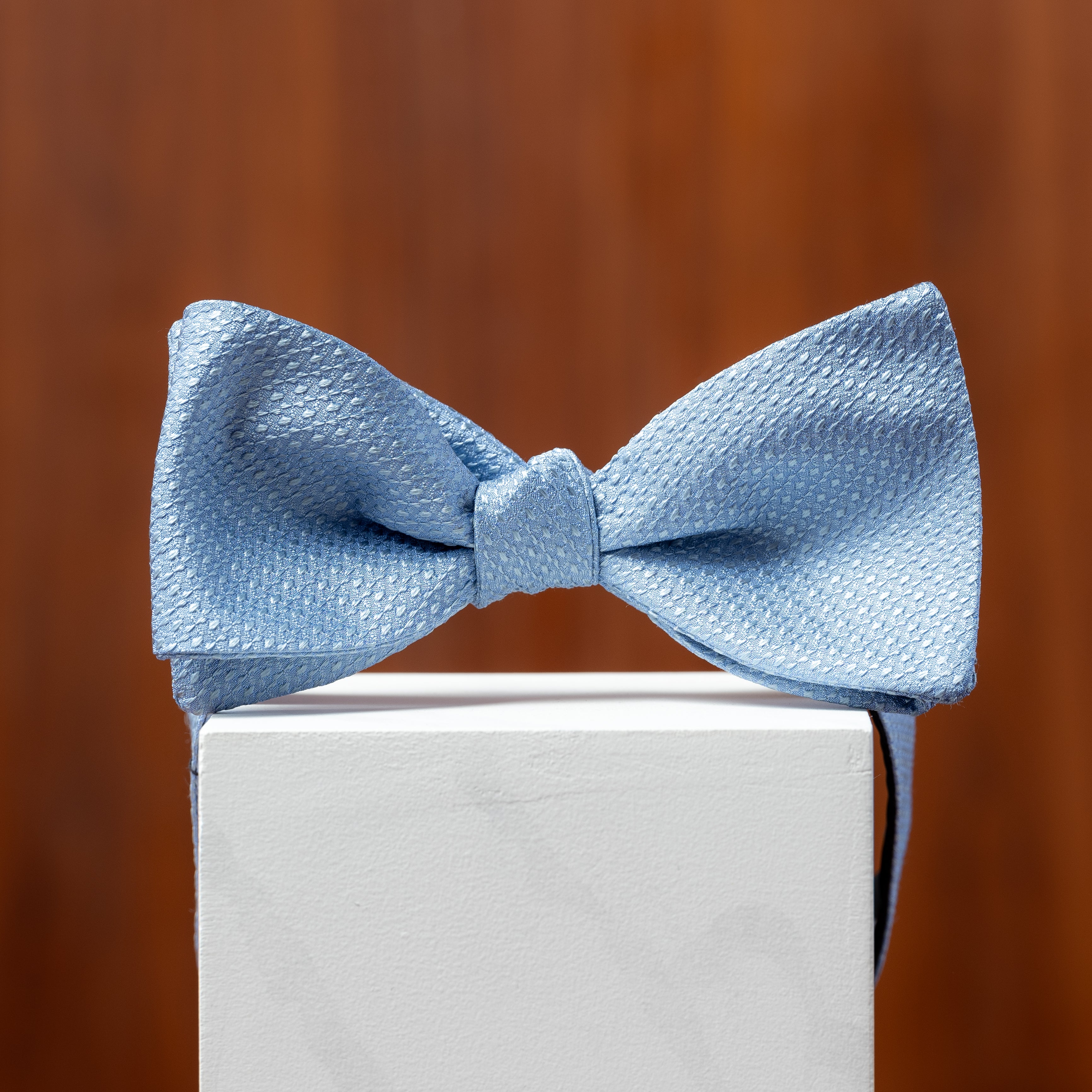 Sky Blue Solid Textured Silk Bow Tie