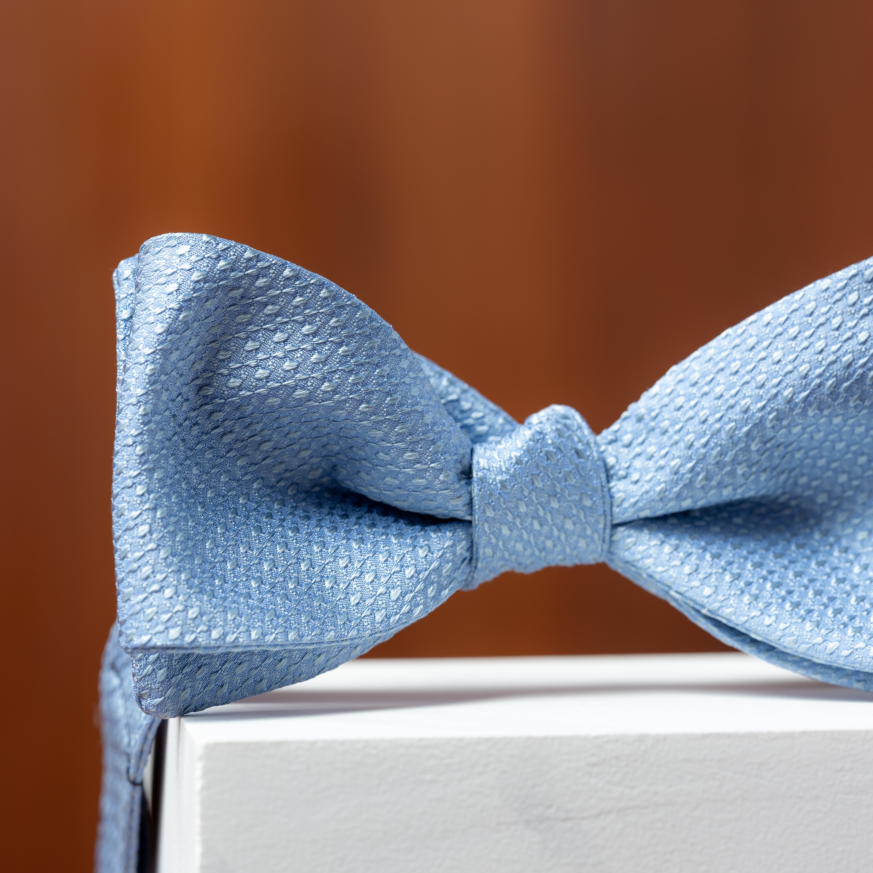 Sky Blue Solid Textured Silk Bow Tie