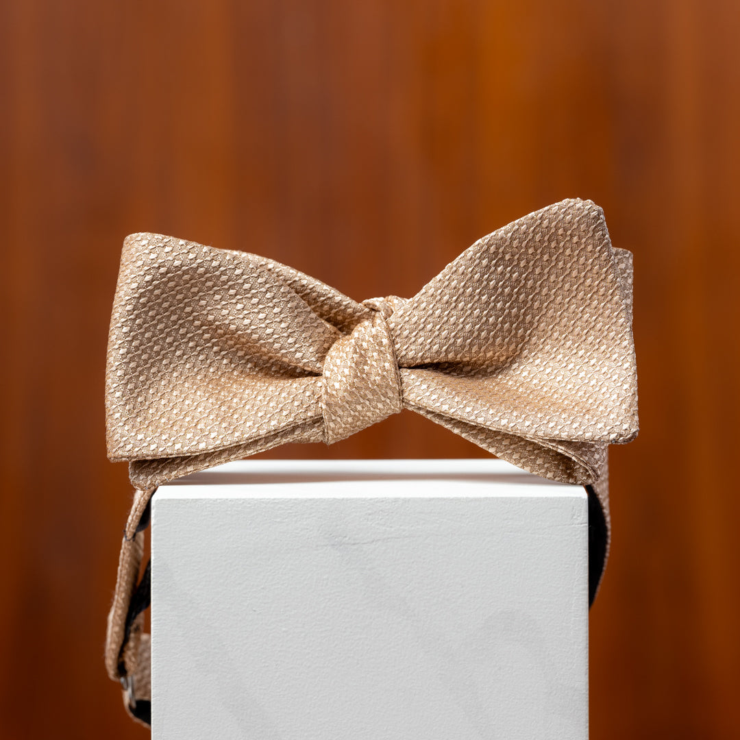 Champagne Gold Subtle Floral Silk Bow Tie– Wildwood & Company