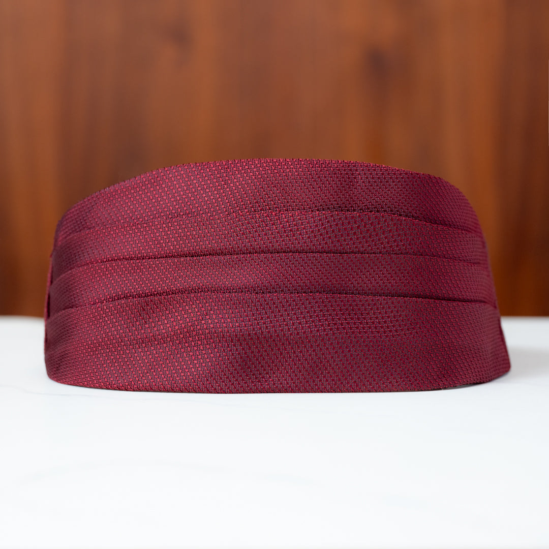 Burgundy Solid Textured Silk Cummerbund