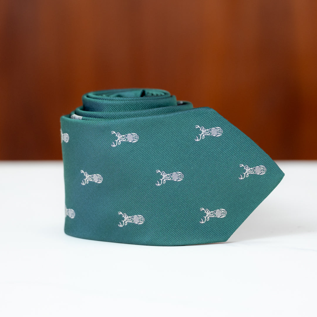 Green with Wildwood Stag Silk Necktie