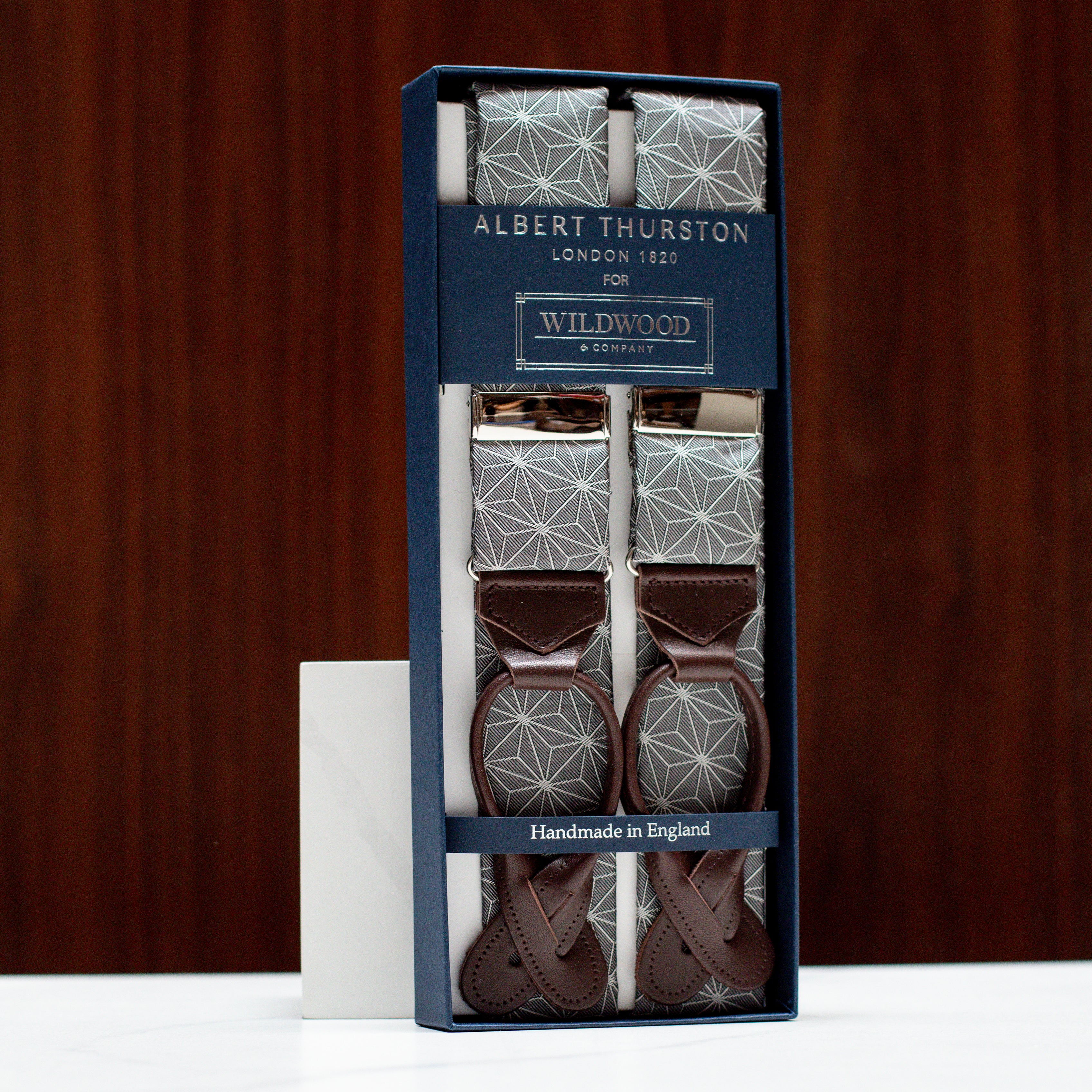 Silver Contrast Asa-no-ha Suspenders