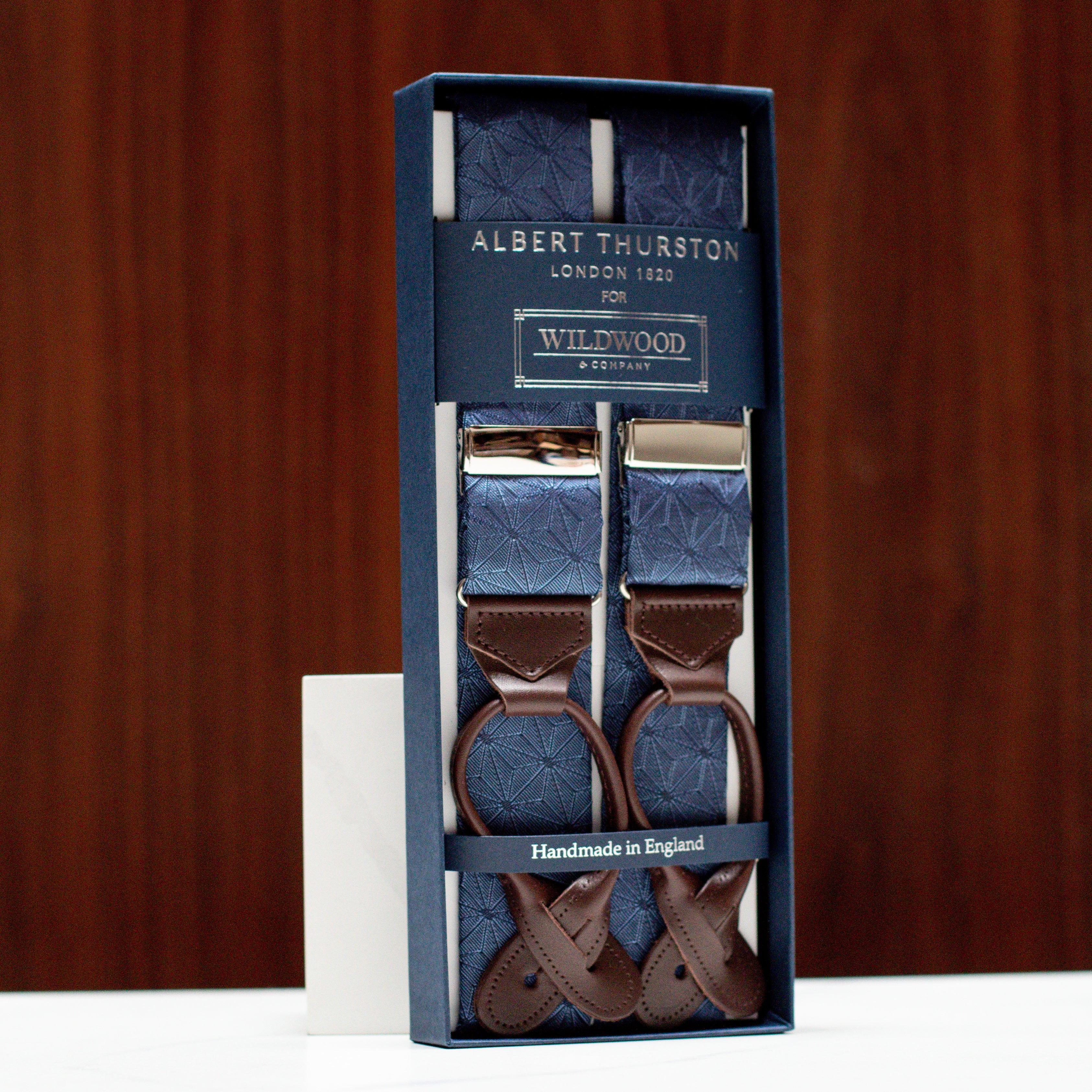 Blue Tonal Asa-no-ha Suspenders