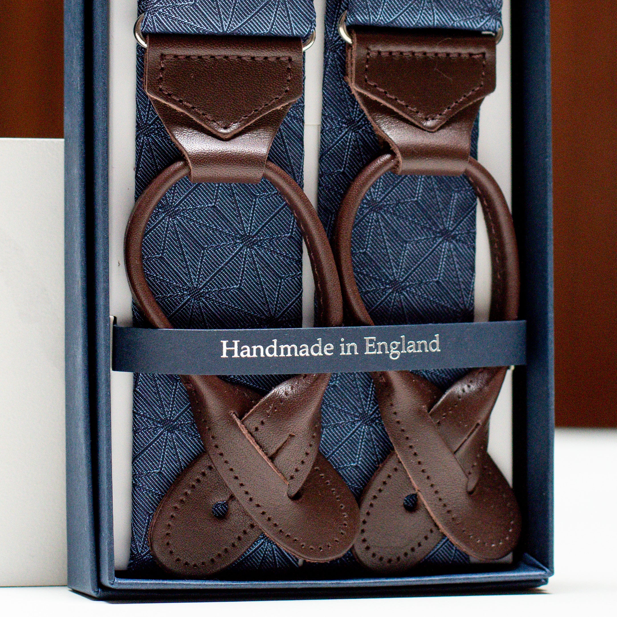 Blue Tonal Asa-no-ha Suspenders