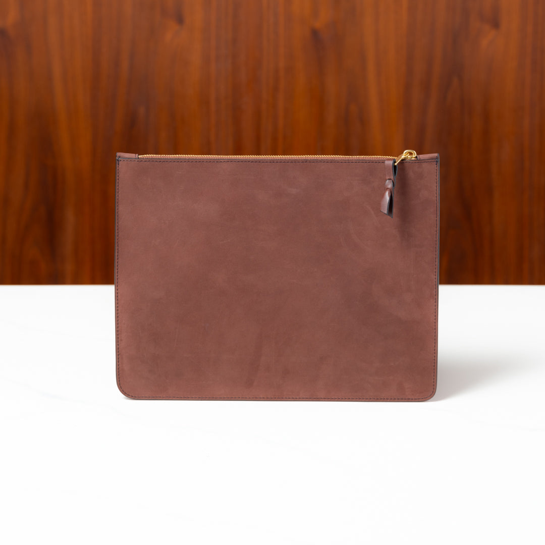 Suede Large Zipper Pouch