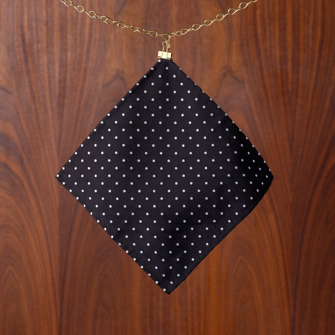 Black with White Polka Dots Silk Pocket Square