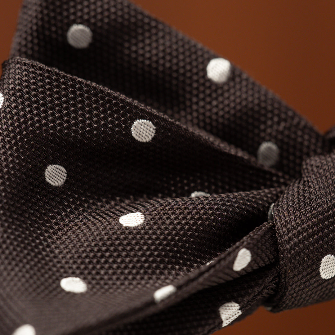 Black with White Polka Dots Silk Bow Tie