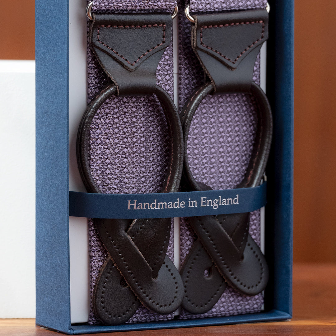 Lavender Solid Textured Silk Suspenders